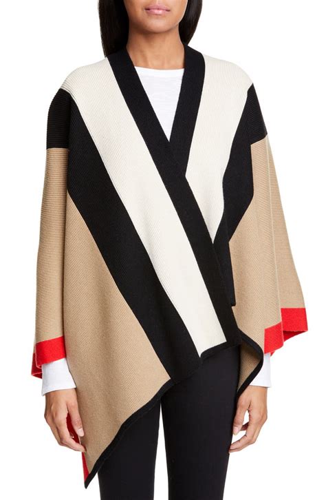 burberry blanket poncho sale|Burberry striped wool cashmere cape.